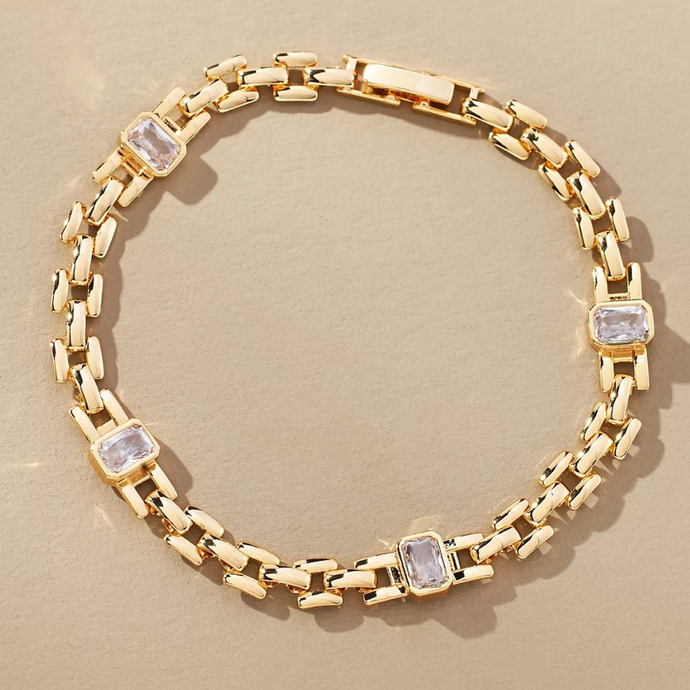 Anthropologie Spaced Crystal Bracelet - NWT - Gold
